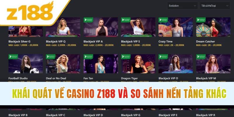Khái quát về casino Z188 và so sánh nền tảng khác